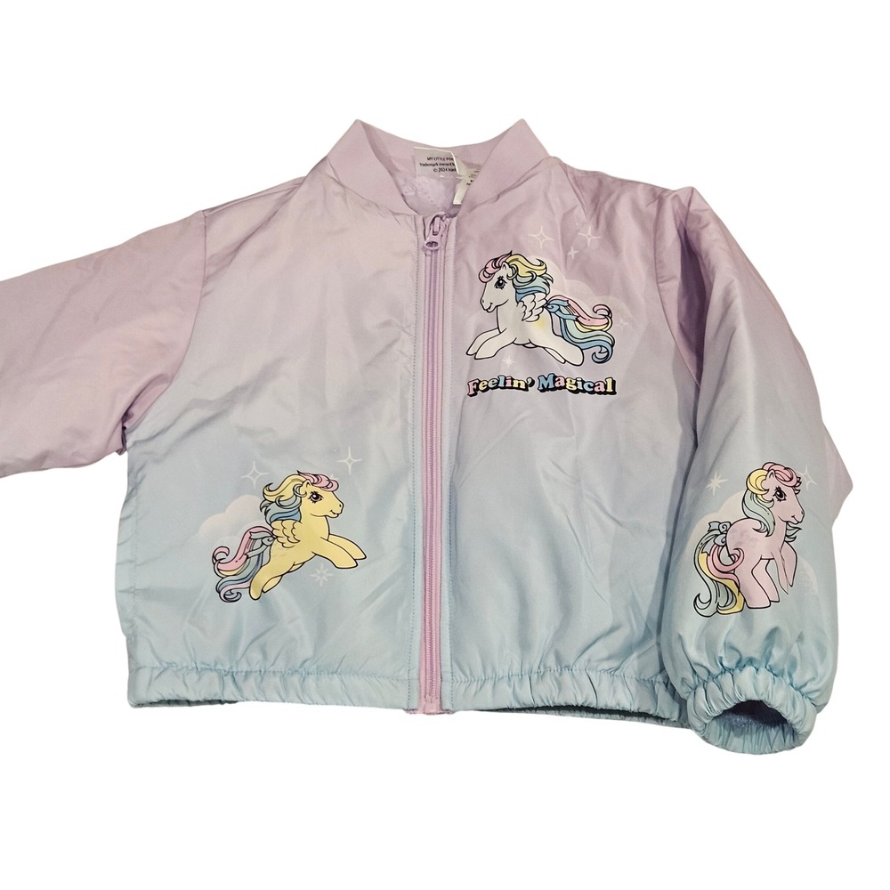 Kids My Little Pony Ombre Bomber Jacket 6/6X Rainbow Unicorn Clouds